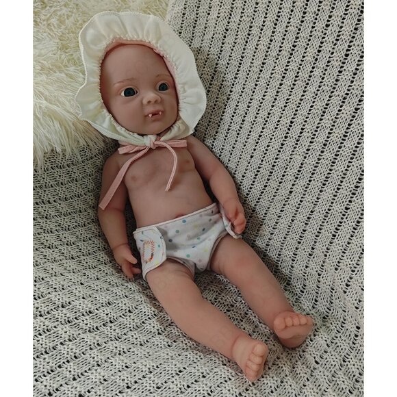 43cm Elf Doll 4.4lbs Full Body Platinum Silicone BabyGirl Doll Open Eyes Newborn - Picture 14 of 16